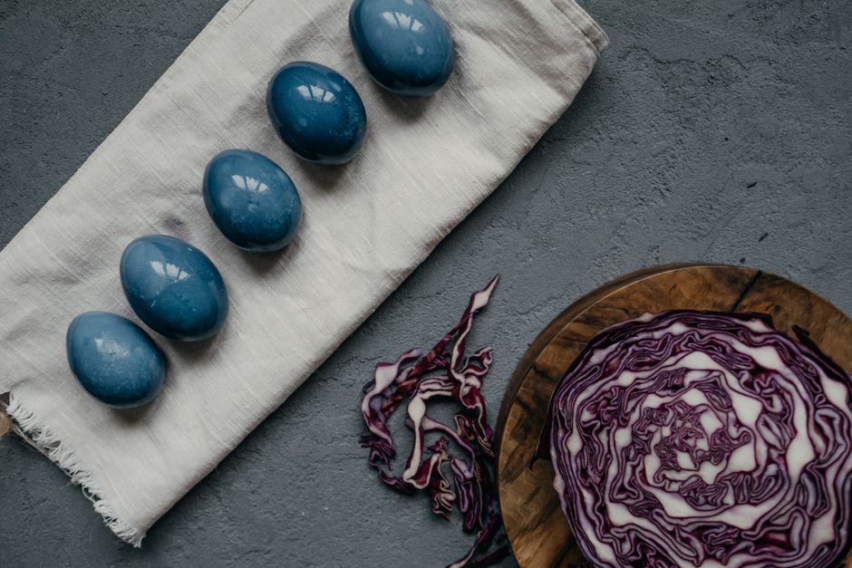 Beet-dyed pink eggs