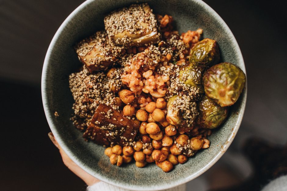 Falafel Grain Bowl with a bright tomato relish — food · Lunch Ideas