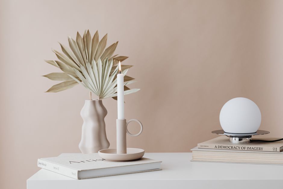 Ceramic Lamp around one statement mirror — home · Home Decor