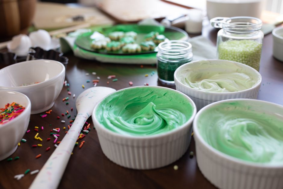 Cookie Decorating Counter with a warm centerpiece dish — food · Food & Hosting