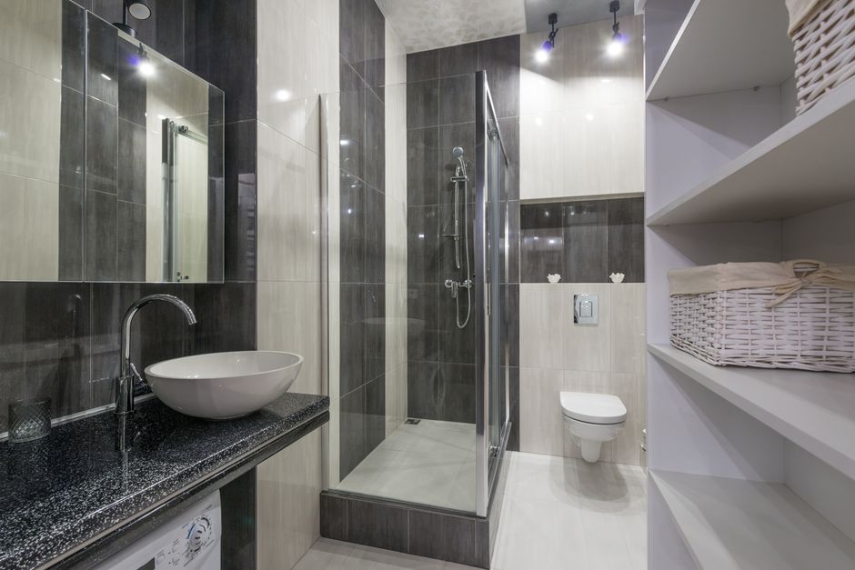 Shower Niche with woven texture — home · Bathrooms