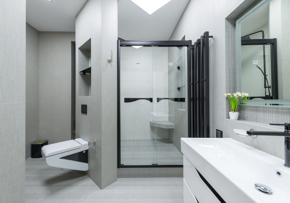 Shower Niche using one-color repetition — home · Bathrooms