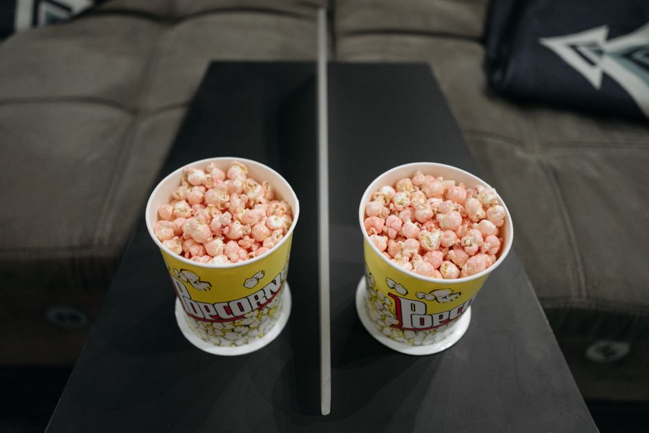 Cozy Movie Basket around a handmade centerpiece — celebrations · Valentine's Day
