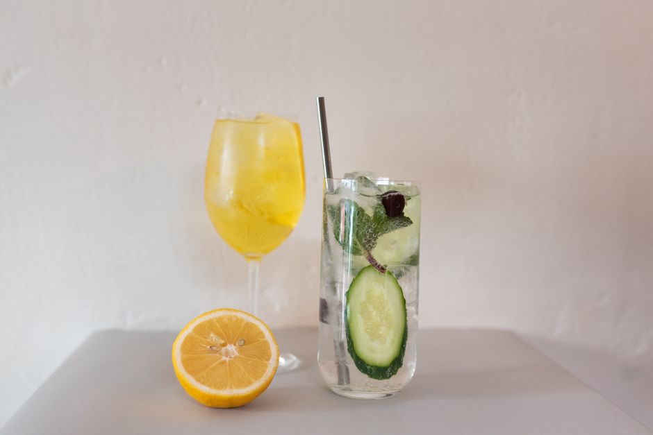 Cucumber Mint Water with lime zest — food · Drinks