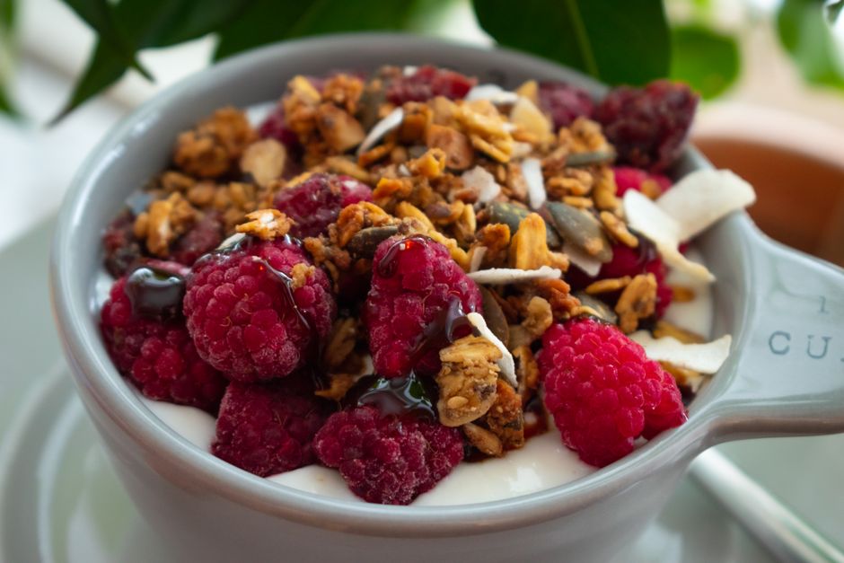 Berry Yogurt Parfait with avocado and herbs — food · Breakfast & Brunch
