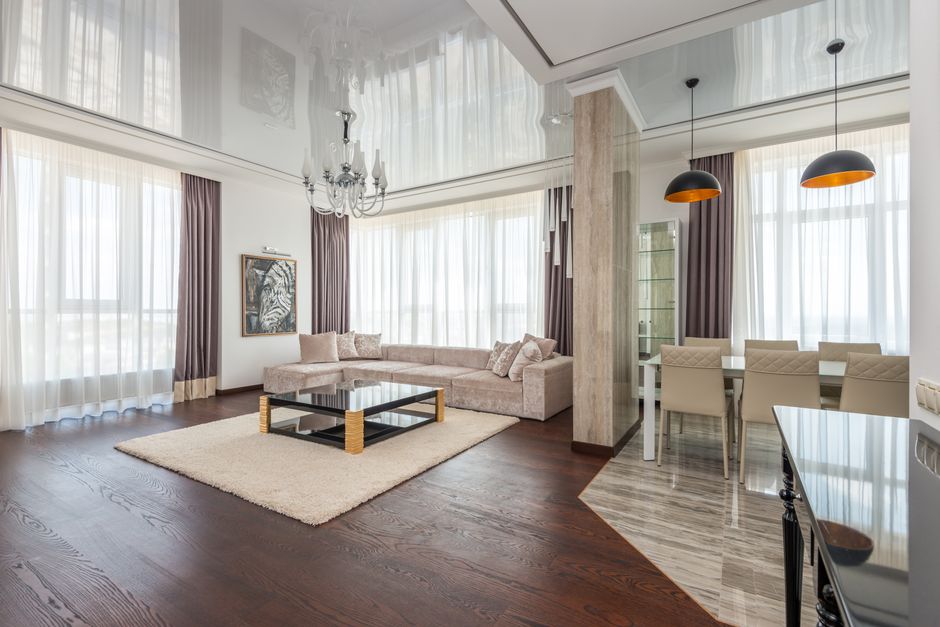 Statement Ceiling using warm neutral tones — home · Interior Design