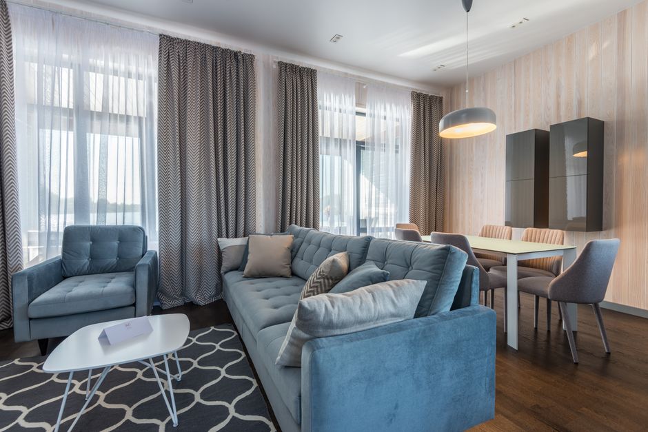 Sofa Layout with one sculptural accent — home · Living Rooms
