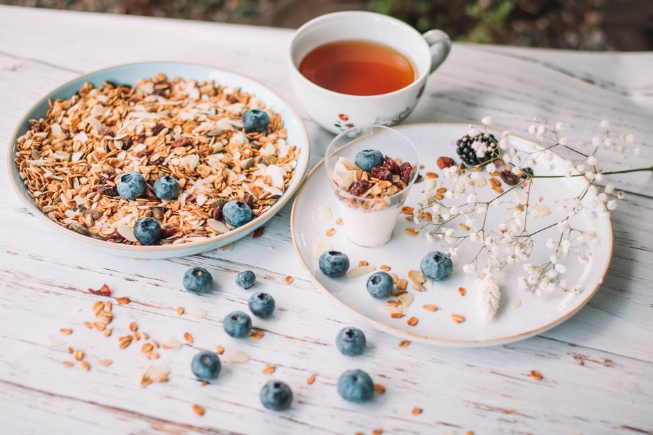Peach Almond Granola with maple pecans — food · Breakfast & Brunch