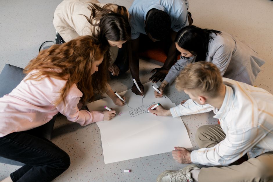 Collaborative mural on kraft paper