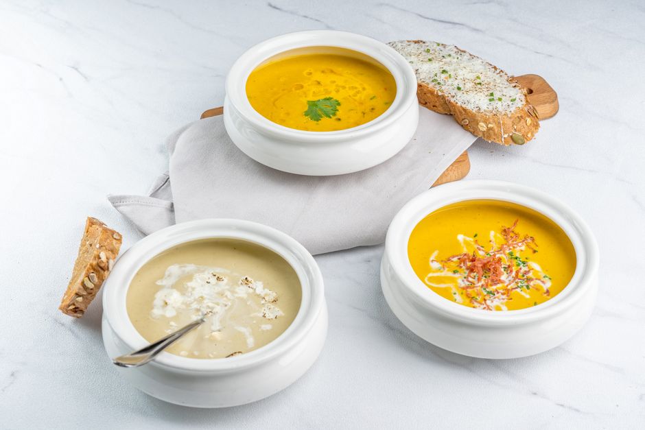 Soup-and-Bread Table with a seasonal centerpiece — food · Food & Hosting