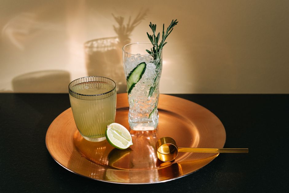 Ginger Lime Fizz with ginger syrup — food · Drinks