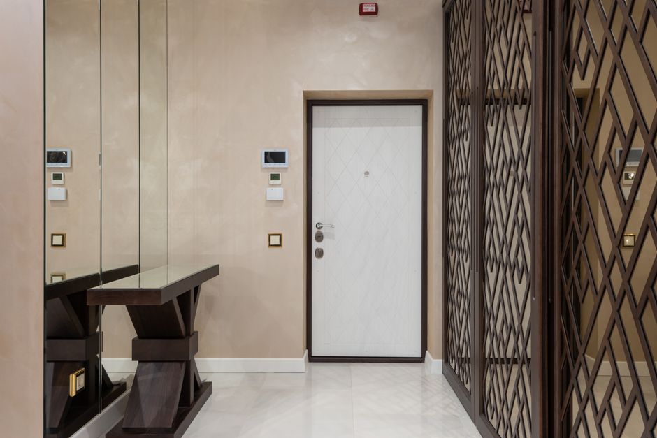 Compact Foyer using warm neutral tones — home · Interior Design