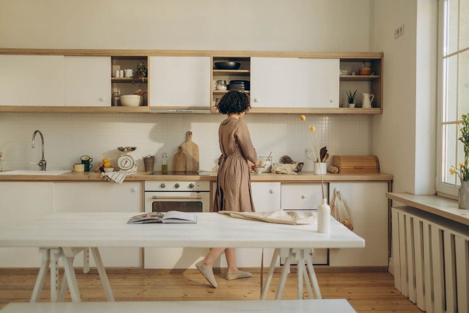 Mixed-Material Kitchen with coordinated hardware — home · Interior Design