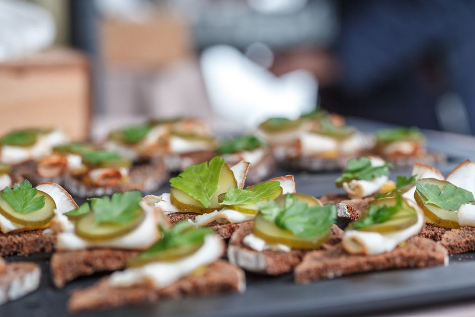 Cucumber Tea Sandwiches for a holiday appetizer table — food · Party Food