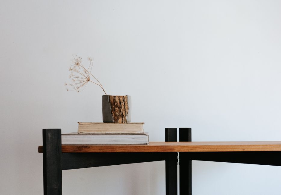 Oak Console with one oversized artwork — home · Home Decor