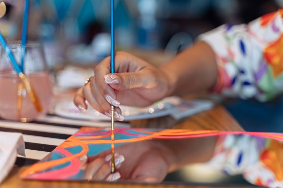 Paint-And-Sip Night around a homemade prize — entertainment · Date Nights