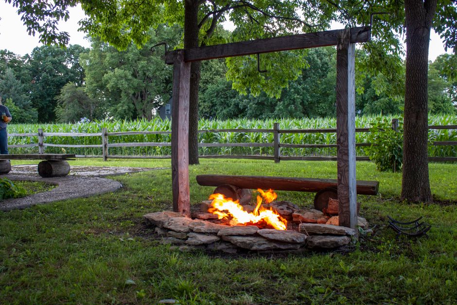 Fire-Pit Zone using mixed wood tones — home · Garden & Outdoor