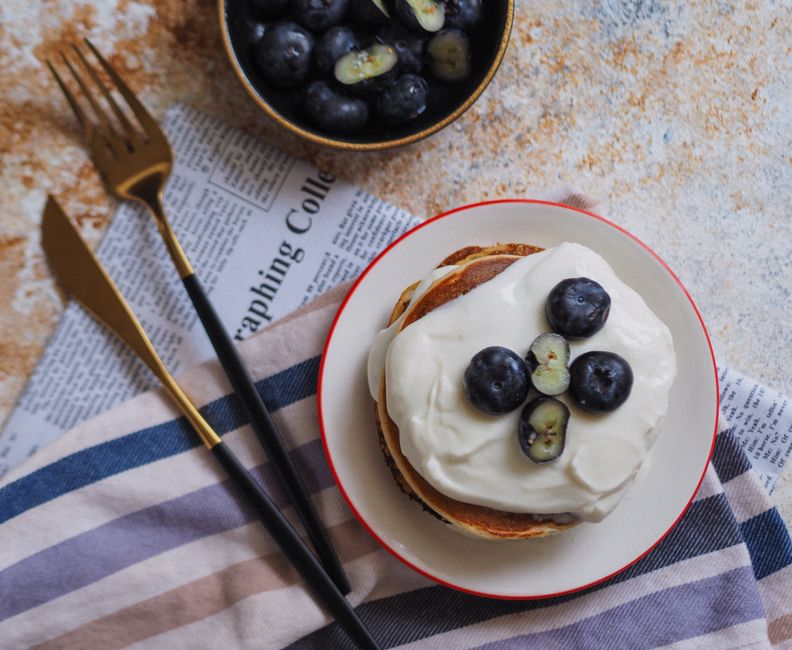 Blueberry Oat Pancakes for a brunch buffet — food · Breakfast & Brunch