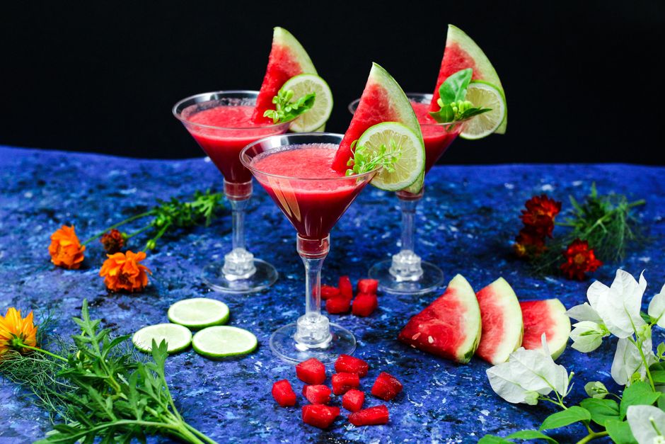 Watermelon Lime Refresher with vanilla foam — food · Drinks