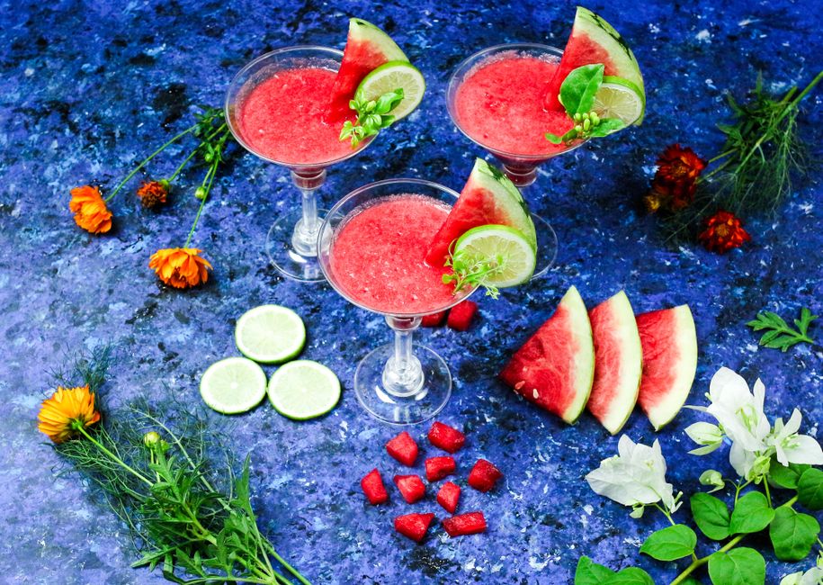Watermelon Lime Refresher with peach puree — food · Drinks