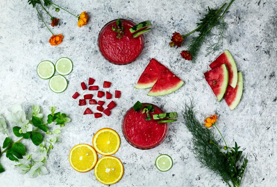 Watermelon Lime Refresher with ginger syrup — food · Drinks