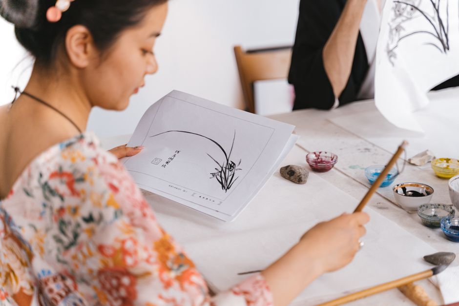 Loose Floral Ink Wash with a simple stencil — diy-creativity · Art & Painting