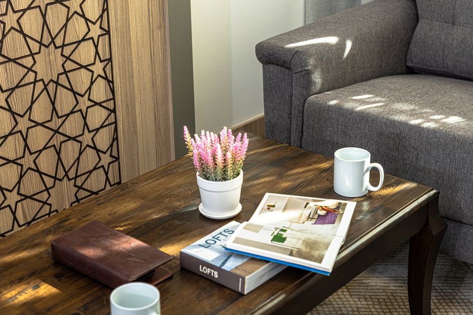Coffee Table around a statement mirror — home · Living Rooms