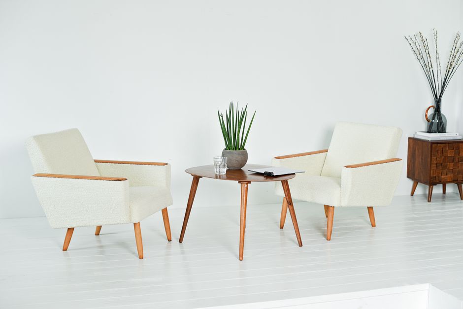 Boucle Chair around a practical drop zone — home · Home Decor