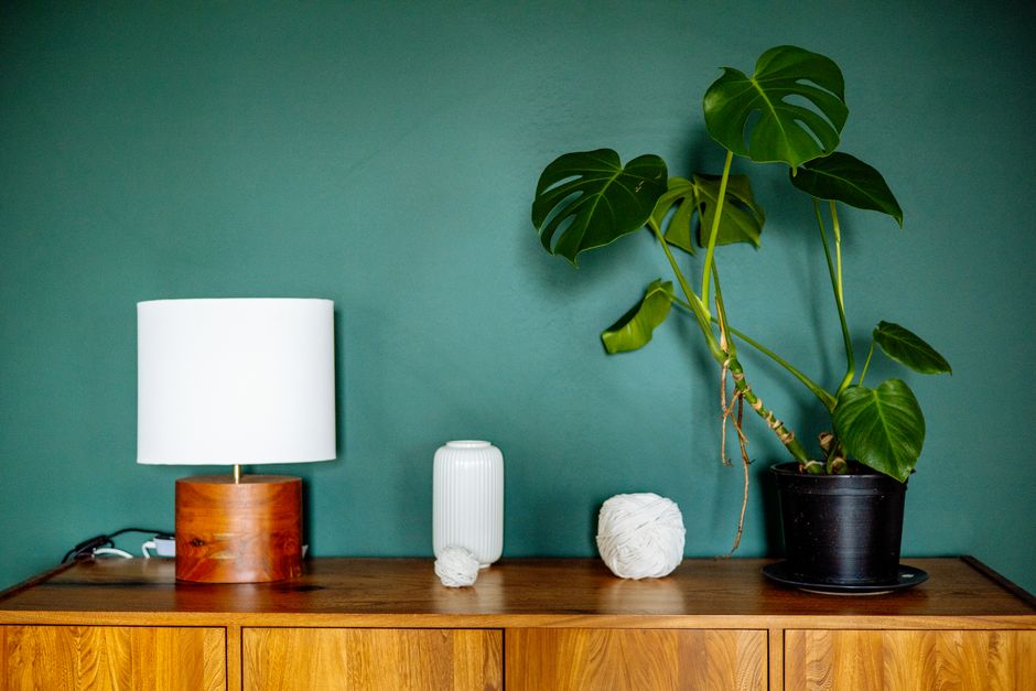 Ceramic Lamp with woven baskets — home · Home Decor