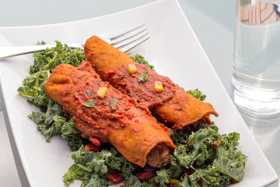 Black Bean Enchiladas with a skillet sauce — food · Dinner Ideas