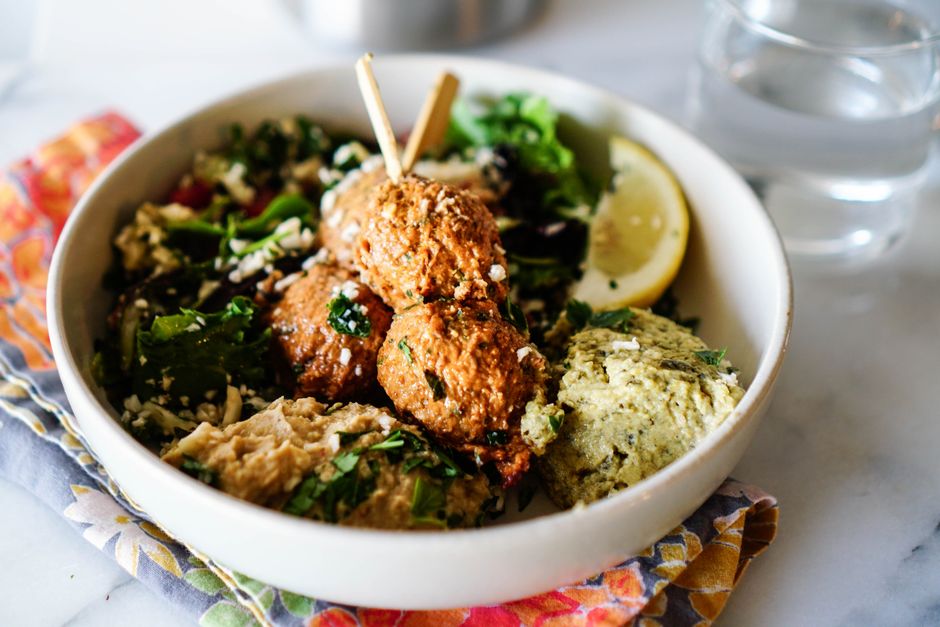 Baked Falafel Bites with a smoky glaze — food · Party Food